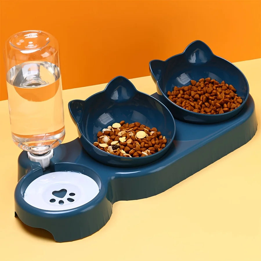 Cat shaped food and water bowls