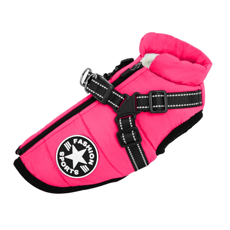 Warm winter coat with harness