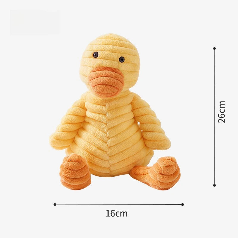 Dog sleeping with a dog hug duck toys to relieve boredom of little yellow duck pet interactive plush doll pet supplies