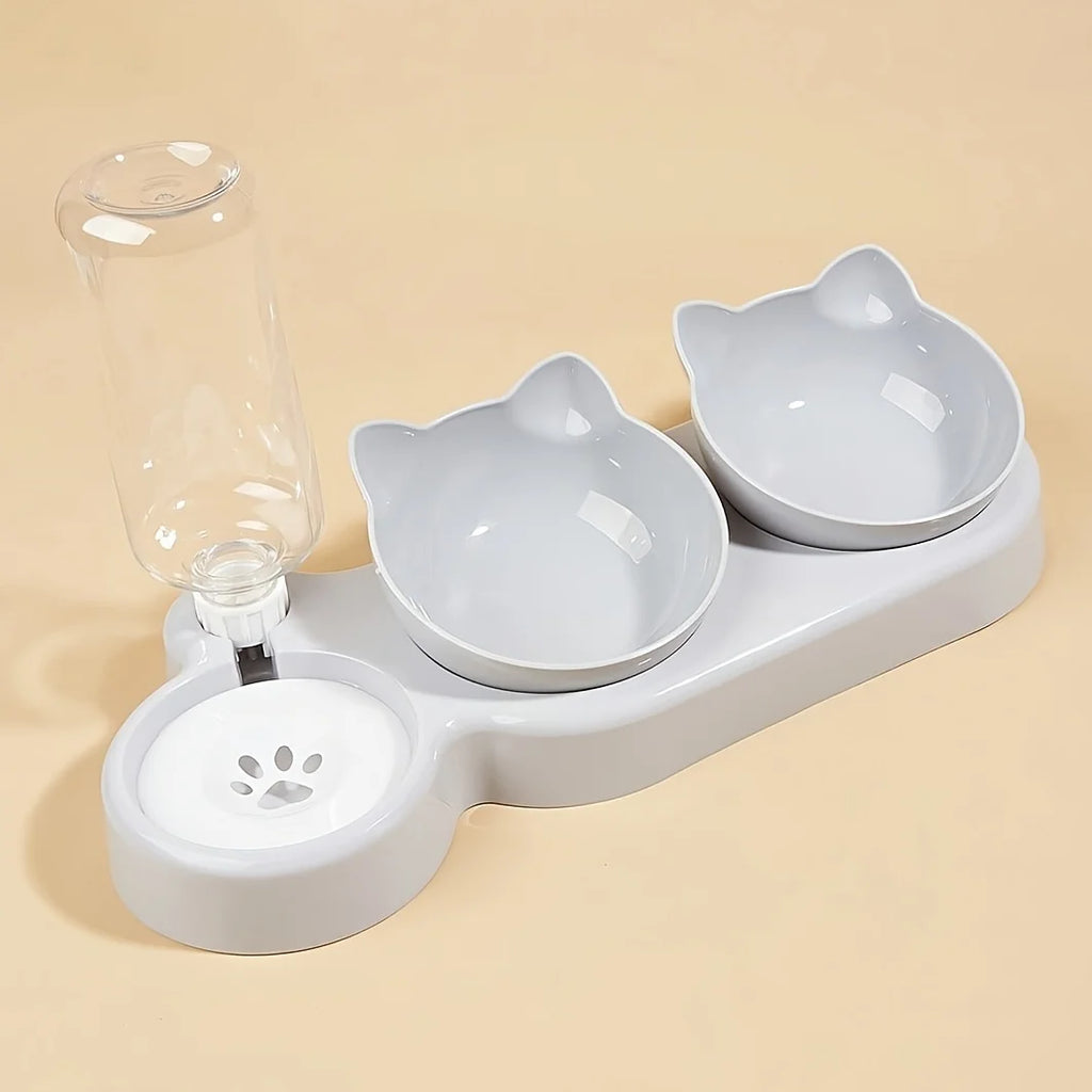 Cat shaped food and water bowls