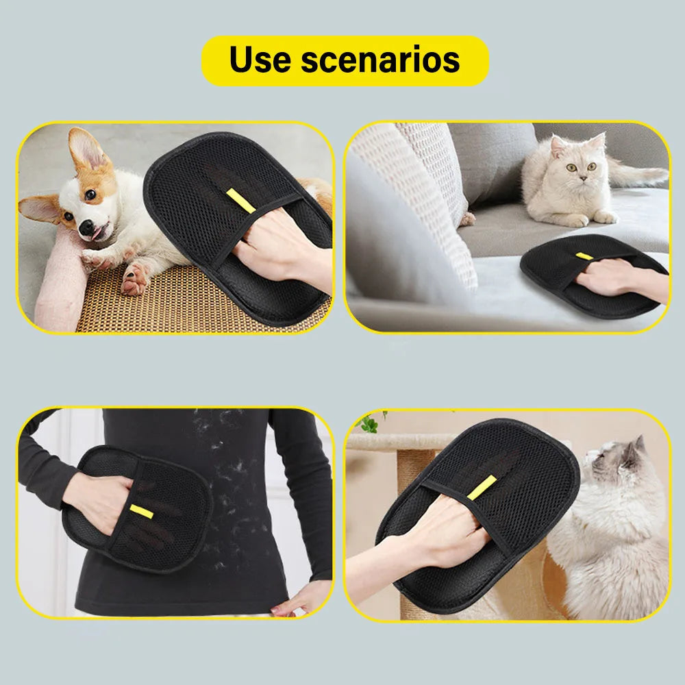 Pet Hair Removal Tool Reusable Static Removal Gloves, Double-Sided Grooming Gloves for Pets Removes Pet Fur Hair for Carpets