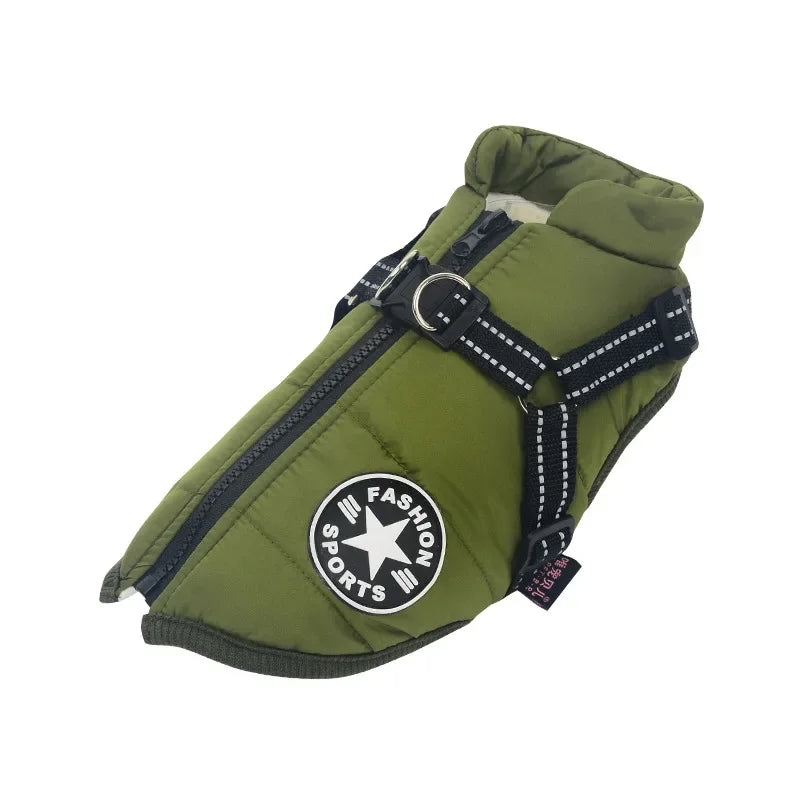 Pet Dog Jacket with Harness Ring Winter Warm Vest Dog Clothes For Small Dog Waterproof Coat Chihuahua French Bulldog Outfits