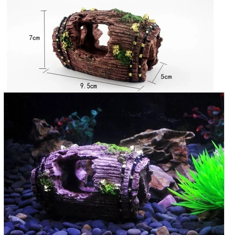 Barrel aquarium ornament