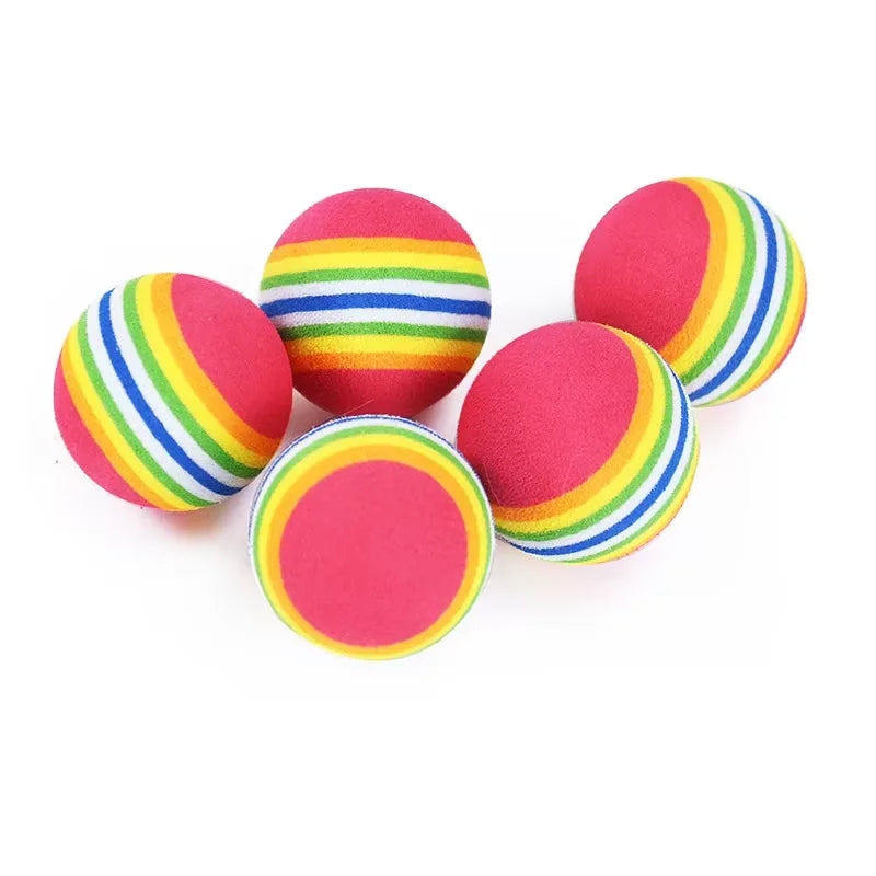 10PCS/5PCS Rainbow Cat Toys Ball Interactive Cat Dog Play Chewing Rattle Scratch Ball Training Cat Rainbow Ball Toy Pet Supplies