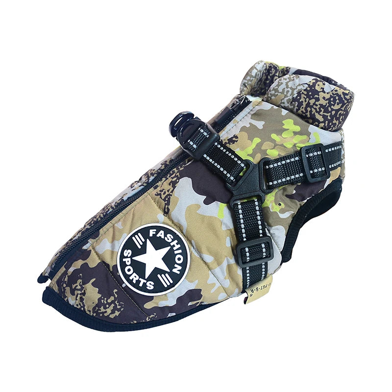 Warm winter coat with harness