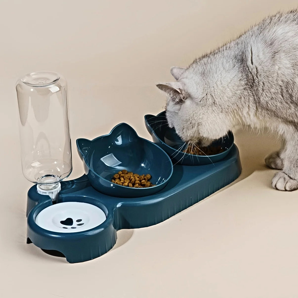 Cat shaped food and water bowls