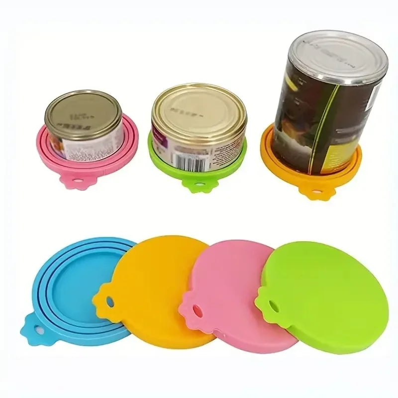 Set of colorful silicone bottle lids on a white background