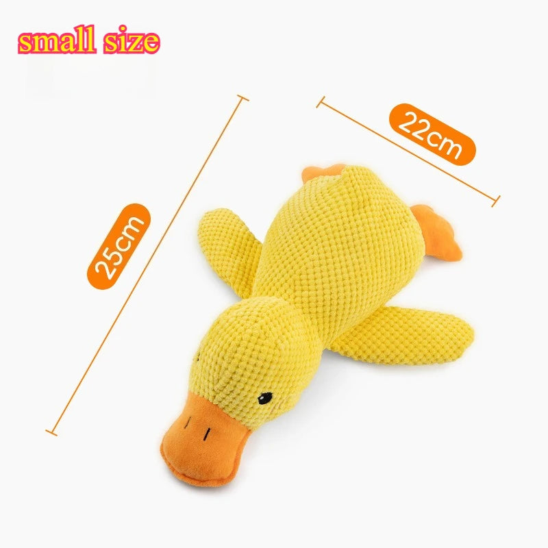 Dog sleeping with a dog hug duck toys to relieve boredom of little yellow duck pet interactive plush doll pet supplies